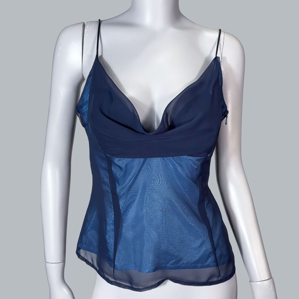 Sonja Kiefer Designer Cami Top Womens M Satin Sheer Mesh Y2K Coquette Germany